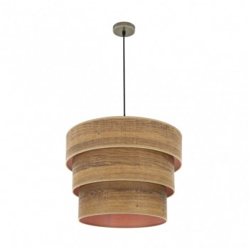Distribuidor - Lâmpadas Diversas | Colgantes Moderno | COLGANTE TRIPLE SMILE 3XE27 CUERO/MADERA OSCURA REGX50X50 CM Ref: 175395084